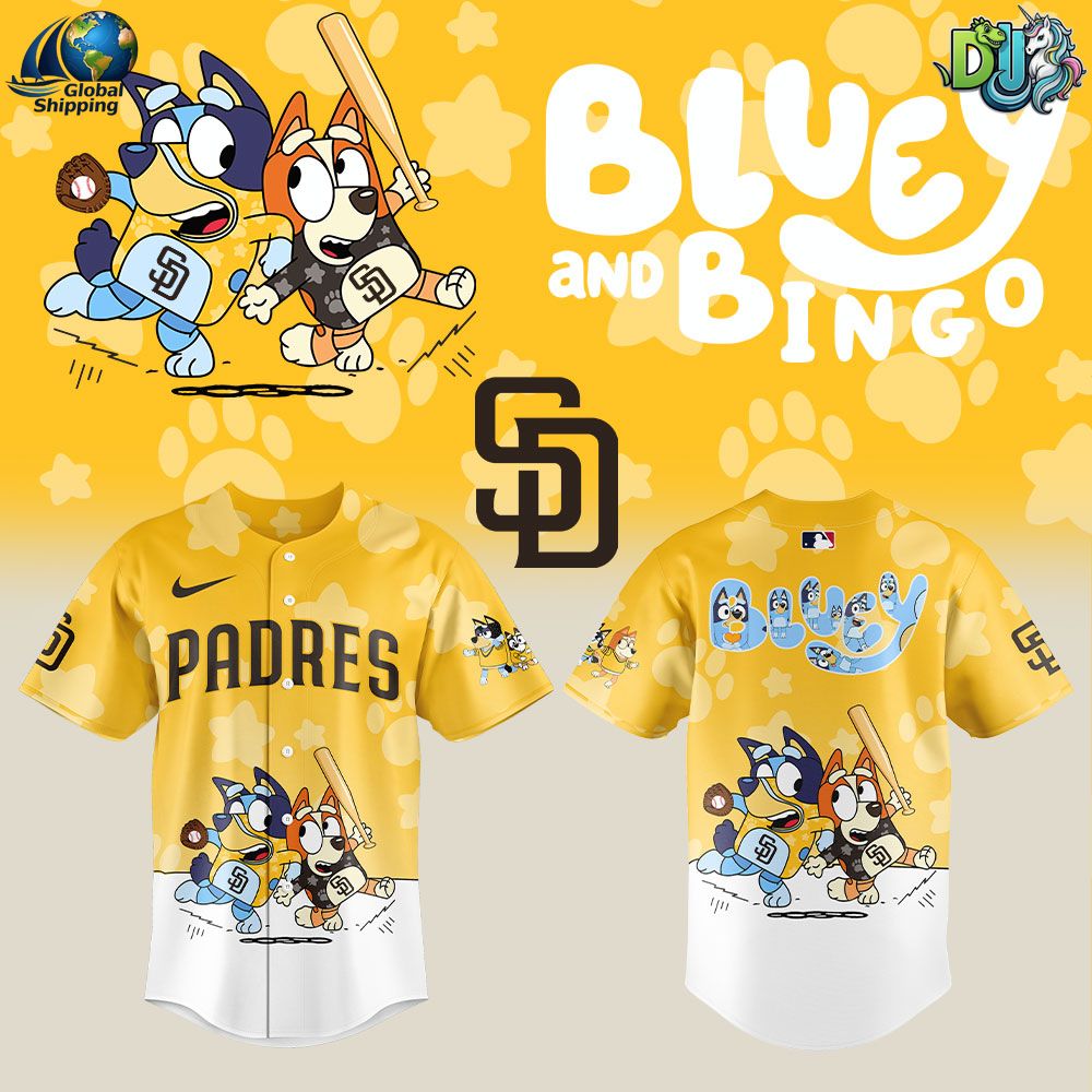 San Diego Padres Blu3y and Bingo Yellow Baseball Jersey NNA
