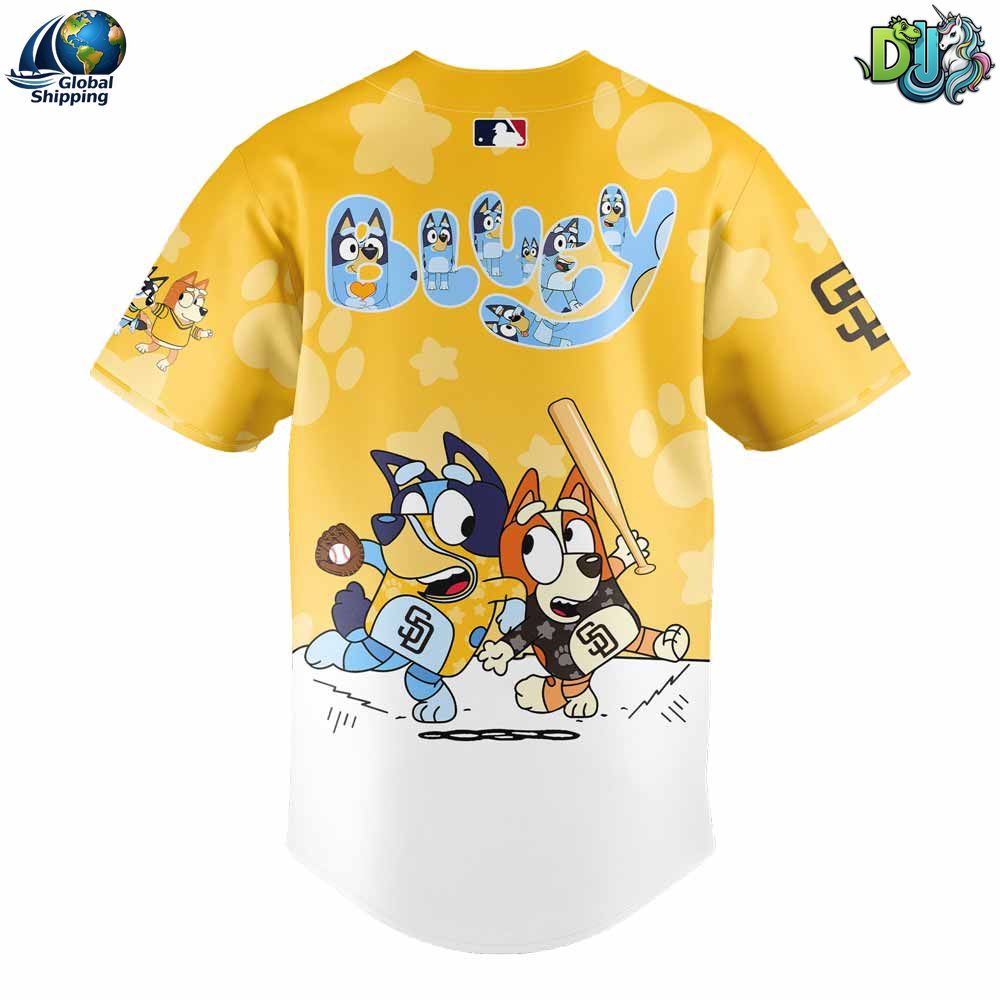San Diego Padres Blu3y and Bingo Yellow Baseball Jersey NNA - Image 3