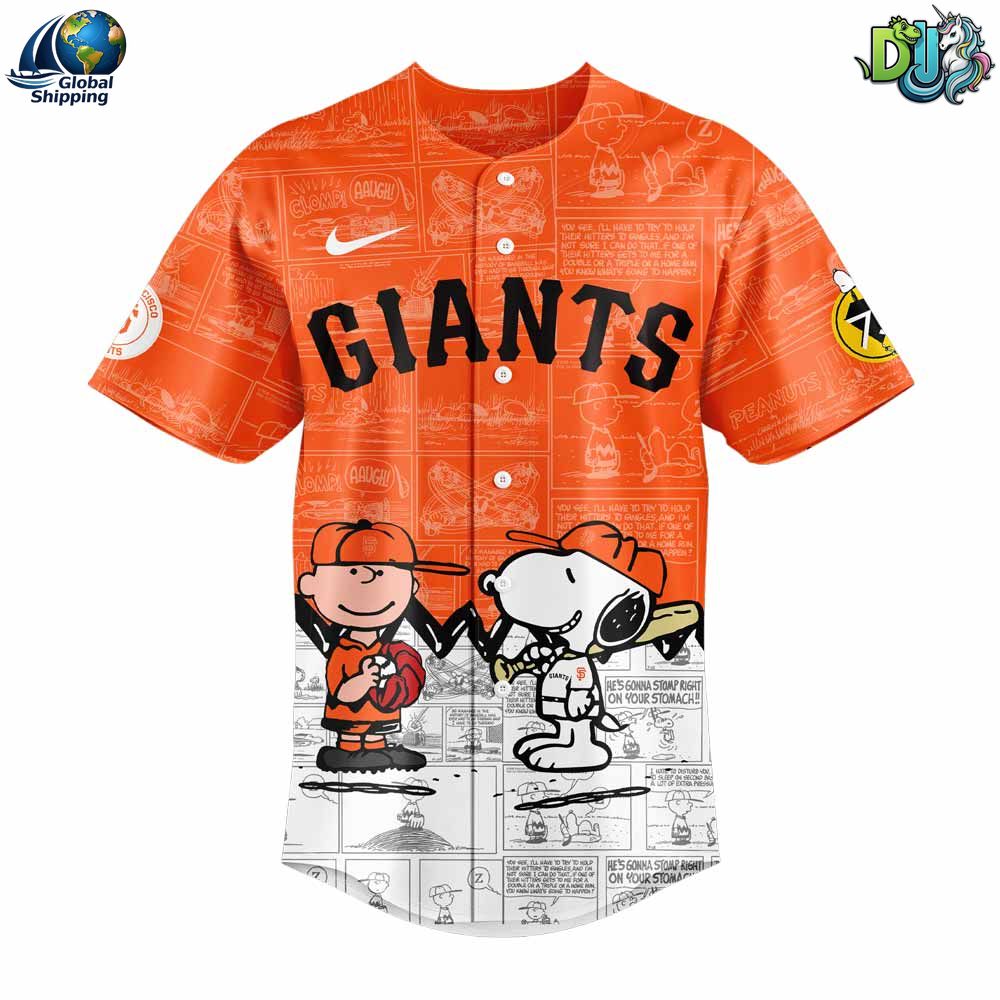 SF Gts 75th Anniversary of Peanuts Baseball Jersey NNA - Image 2