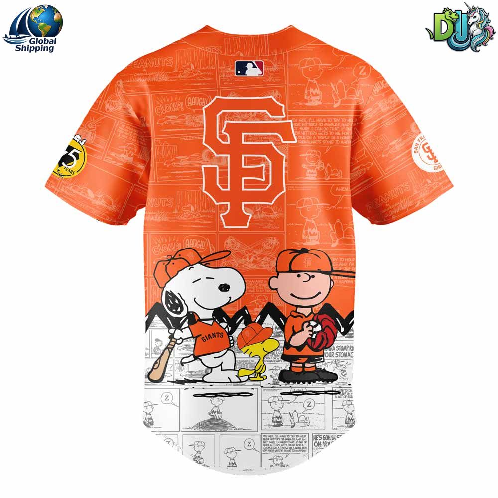 SF Gts 75th Anniversary of Peanuts Baseball Jersey NNA - Image 3