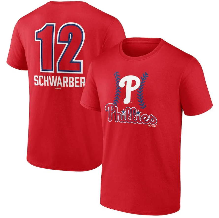 2-sided Kyle Schwarber Philadelphia Phillies Fastball Player Name & Number T-Shirt HFN
