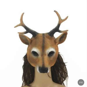 Sika Deer Mask Halloween Deer Mask Carnival Party Pu Animals Mask LN