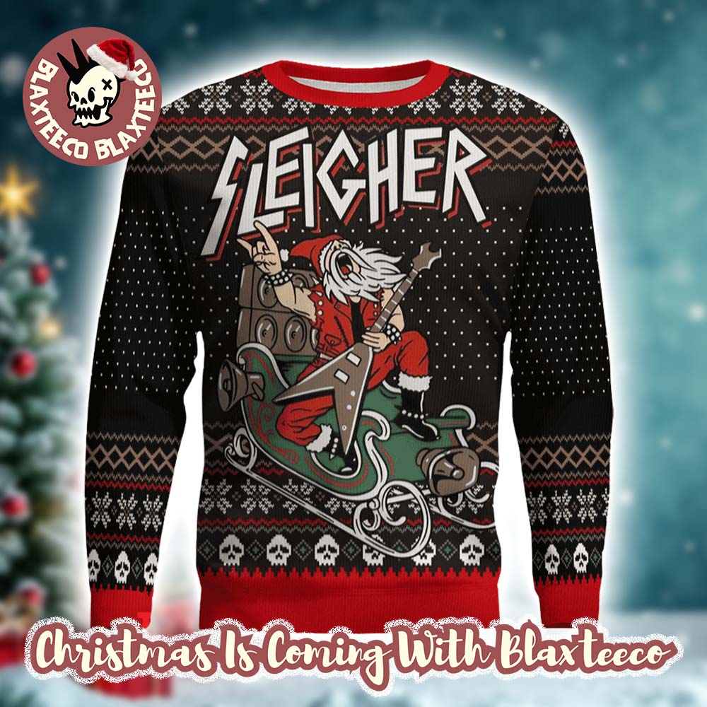 Slayer Band Santa Claus Sleigher Rock And Roll Christmas Party 2025 Knitted Ugly Christmas Sweater HG