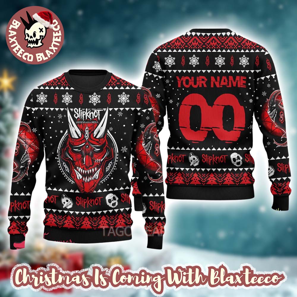 Slipknot Atennas To Hell Rock Band Personalized Xmas Holiday Gift For Fans Ugly Christmas Sweater HG