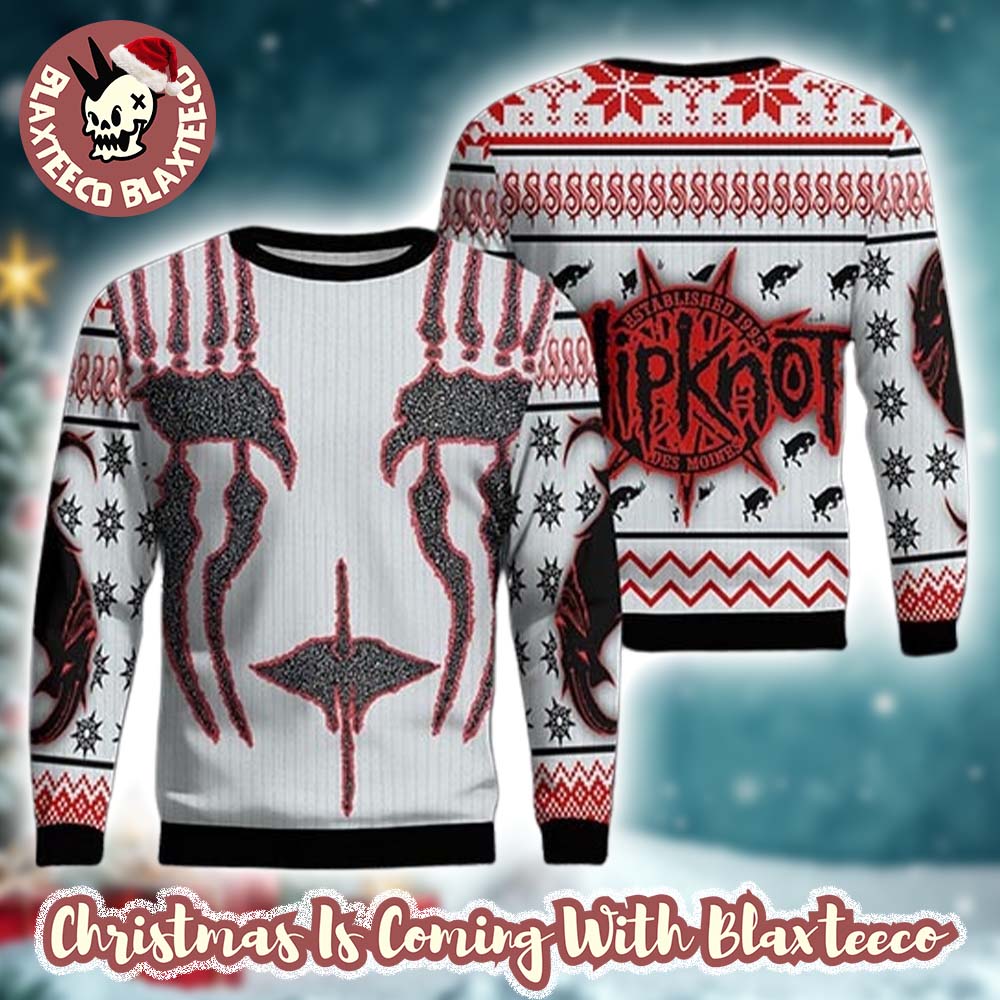 Slipknot Band Joey Jordison Face Mask Xmas Gift Knitted Ugly Christmas Sweater HG