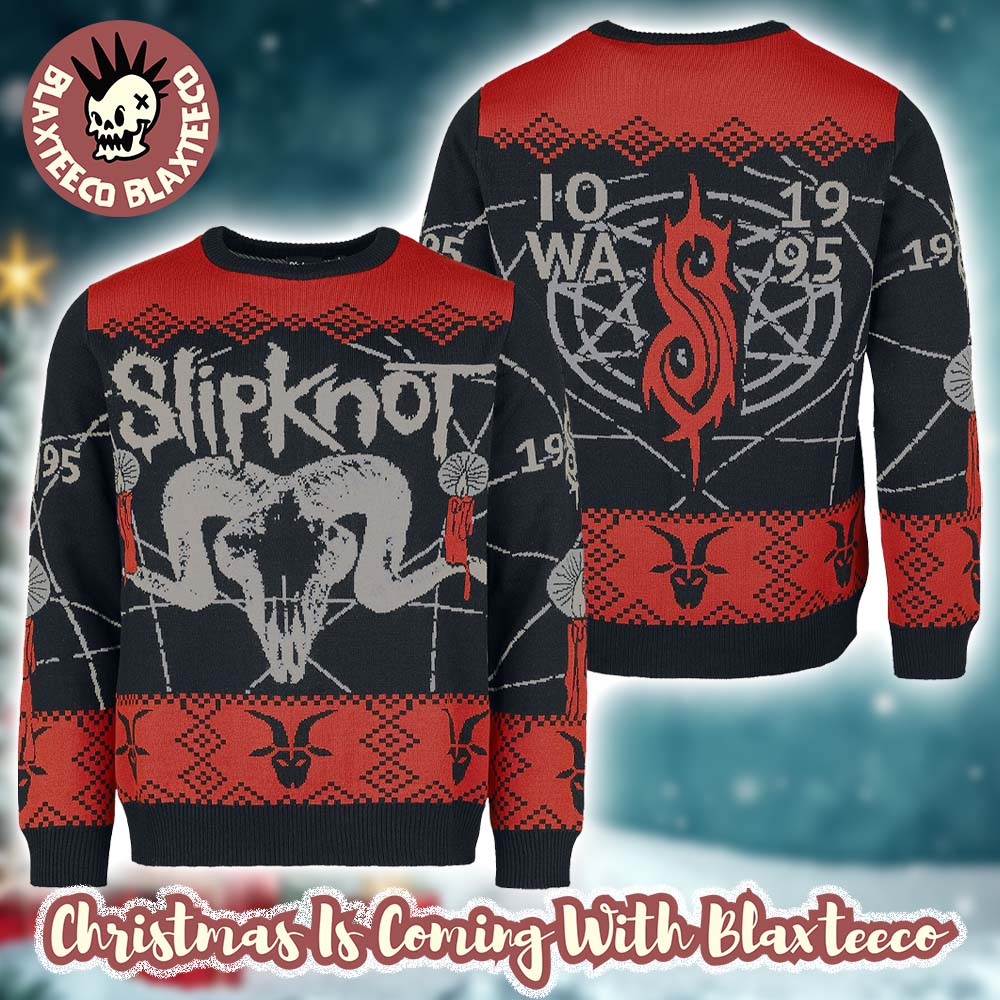 Slipknot Goat Head Iowa 1995 Knitted Ugly Christmas Sweater HG  Jumper