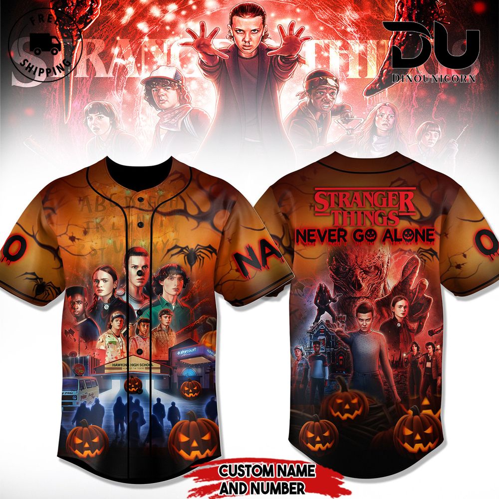 Stranger Things Never Go Alone Baseball Jersey NNA