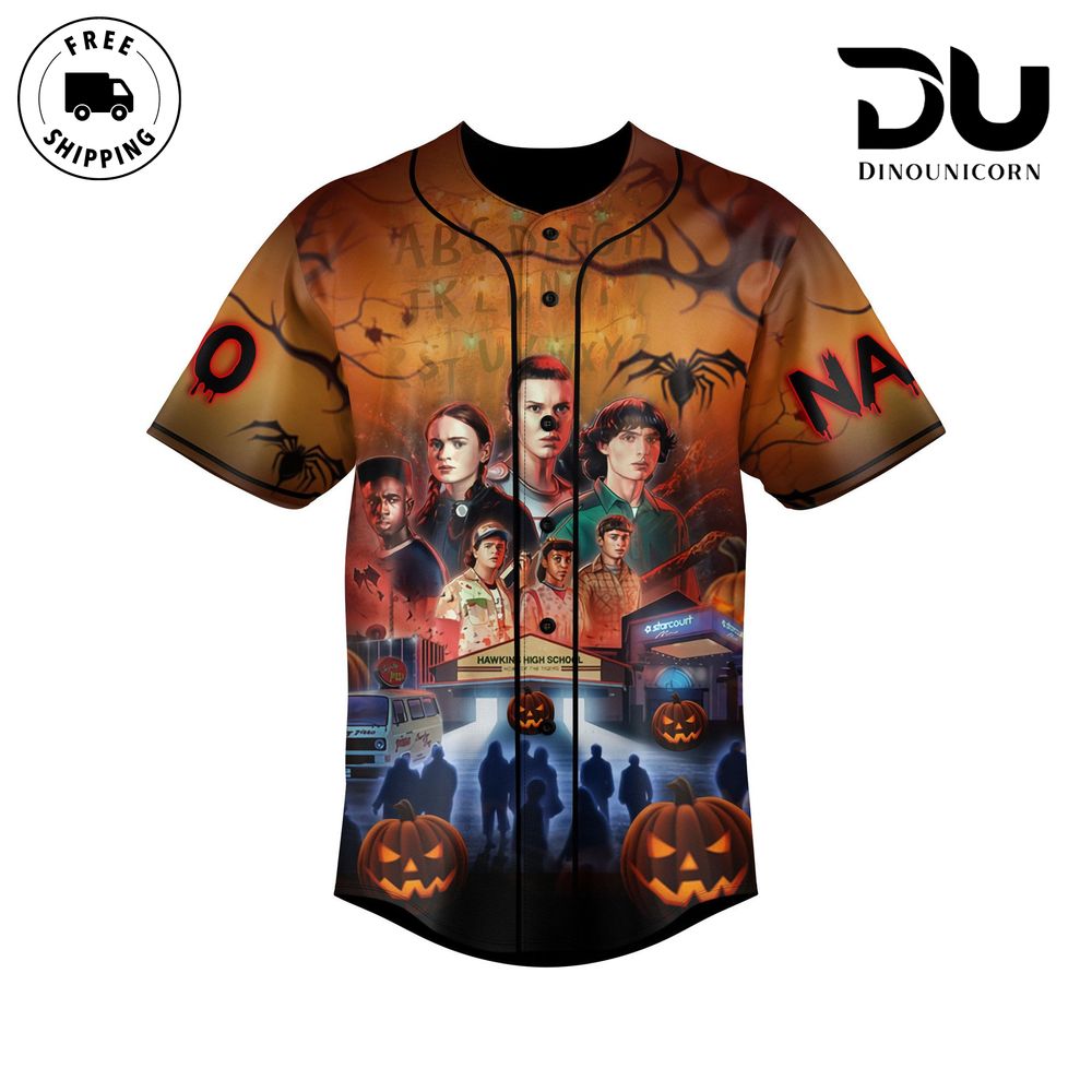 Stranger Things Never Go Alone Baseball Jersey NNA - Image 4