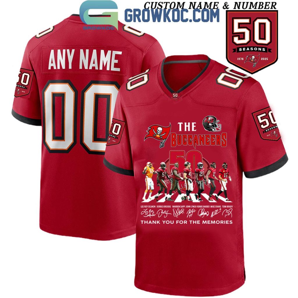 Tamba Bay Buccaneers 50 Seasons 1975 2025 Memories Football Jersey, Mesh Jersey, Women Croptop Sports Shirt HFN