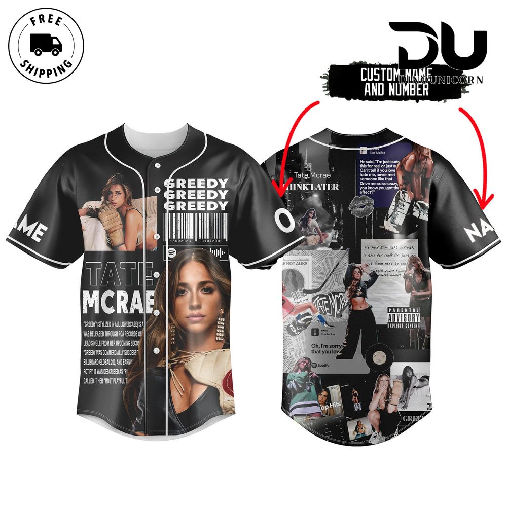 Tate McRae Think Later Tour Baseball Jersey NNA Official Concert Merchandise