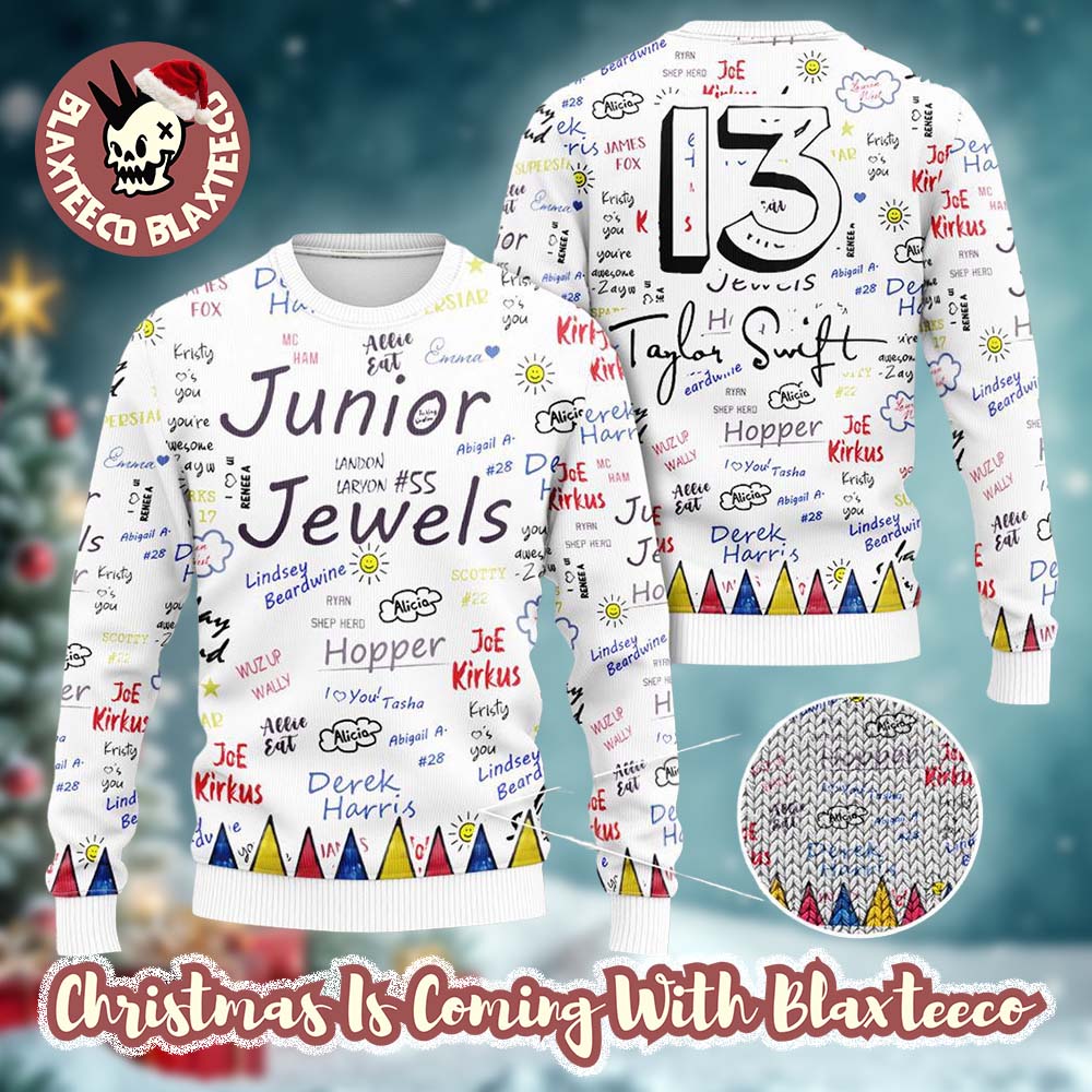 Taylor Swift 13 Junior Jewels White Knitted Ugly Christmas Sweater HG