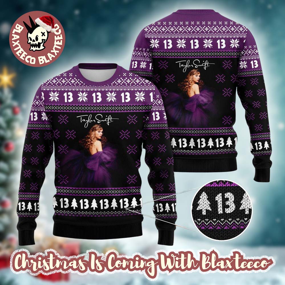 Taylor Swift 13 Purple Dress Knitted Ugly Christmas Sweater HG 2025