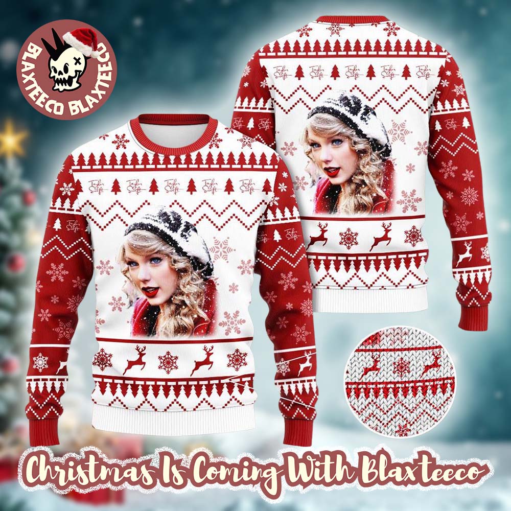 Taylor Swift Merry Christmas Reindeer Knitted Ugly Christmas Sweater HG