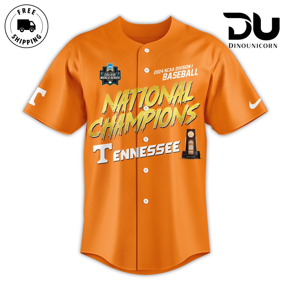 Tennessee Volunteers NCAA Men’s Baseball College World Series Champions Baseball Jersey NNA In Orange - Image 2