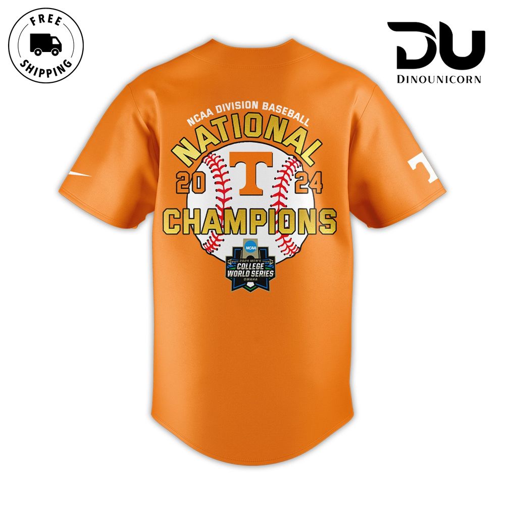Tennessee Volunteers NCAA Men’s Baseball College World Series Champions Baseball Jersey NNA In Orange - Image 3