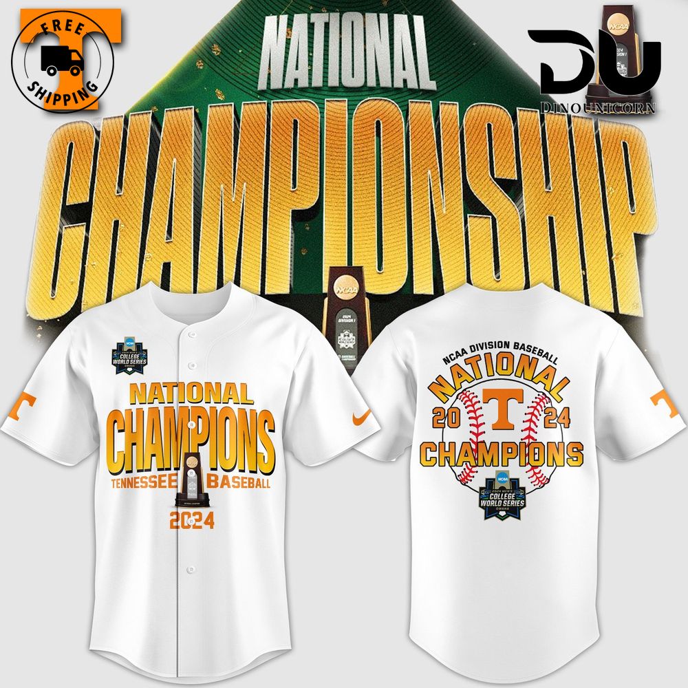Tennessee Volunteers NCAA Men’s Baseball College World Series Champions Baseball Jersey NNA In White