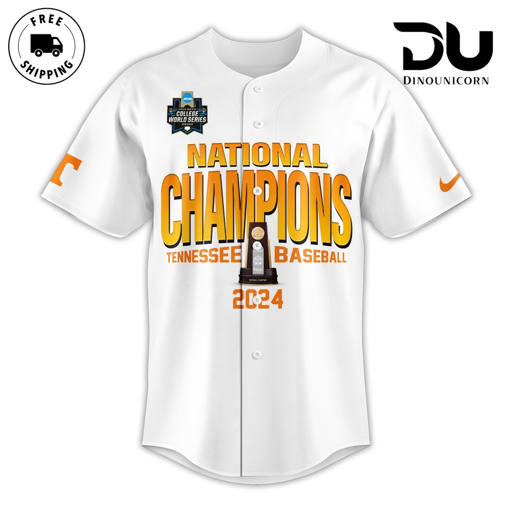 Tennessee Volunteers NCAA Men’s Baseball College World Series Champions Baseball Jersey NNA In White - Image 2