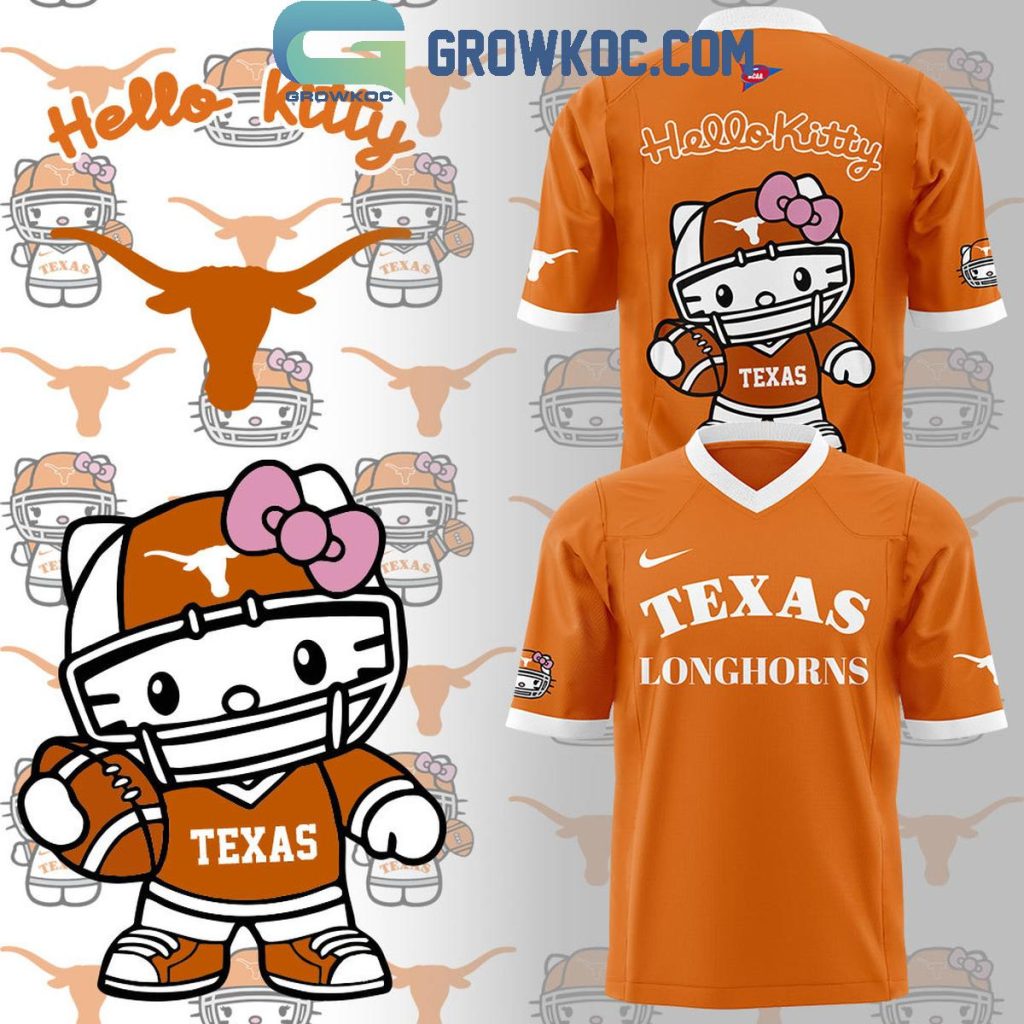 Texas Longhorns 50th Anniversary Of Hello Kitty 2024 In Orange Celebrating Football Jersey, Mesh Jersey, Women Croptop Sports Shirt HFN