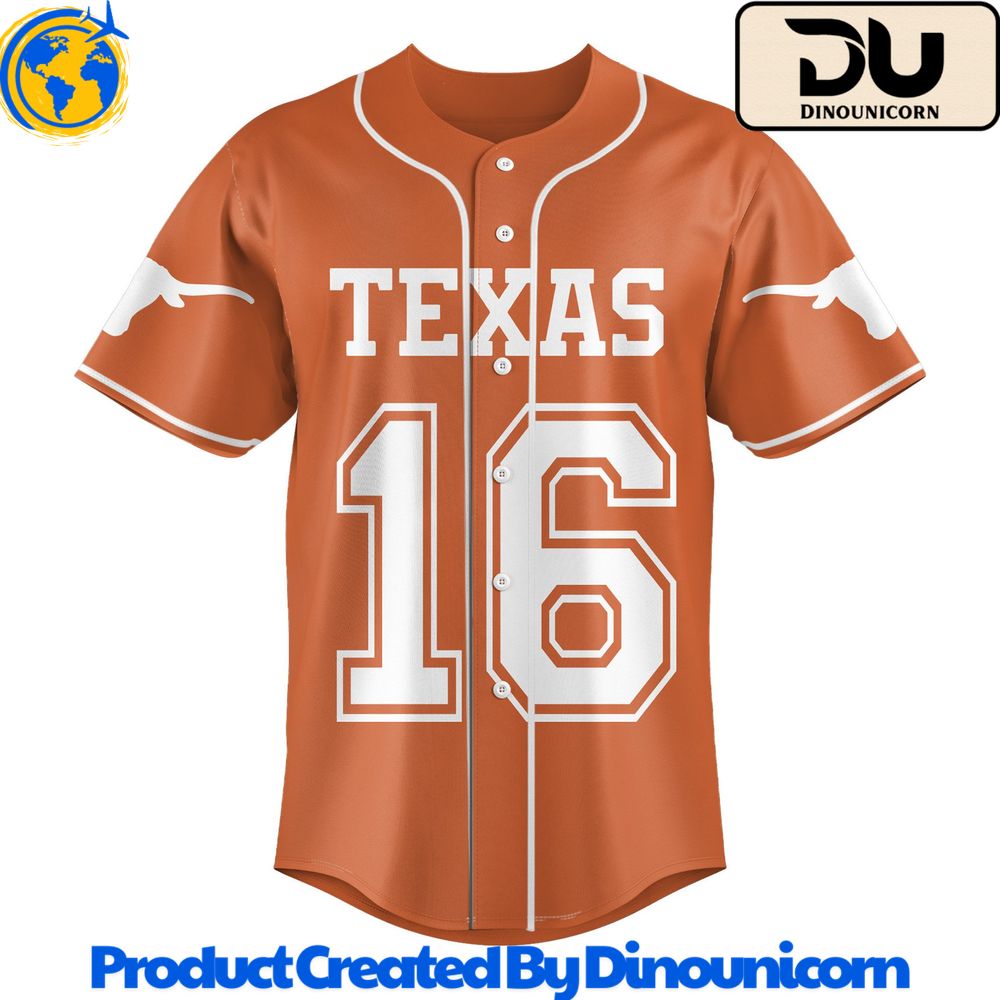 Texas Longhorns Football NCAA Baseball Jersey NNA - Image 2