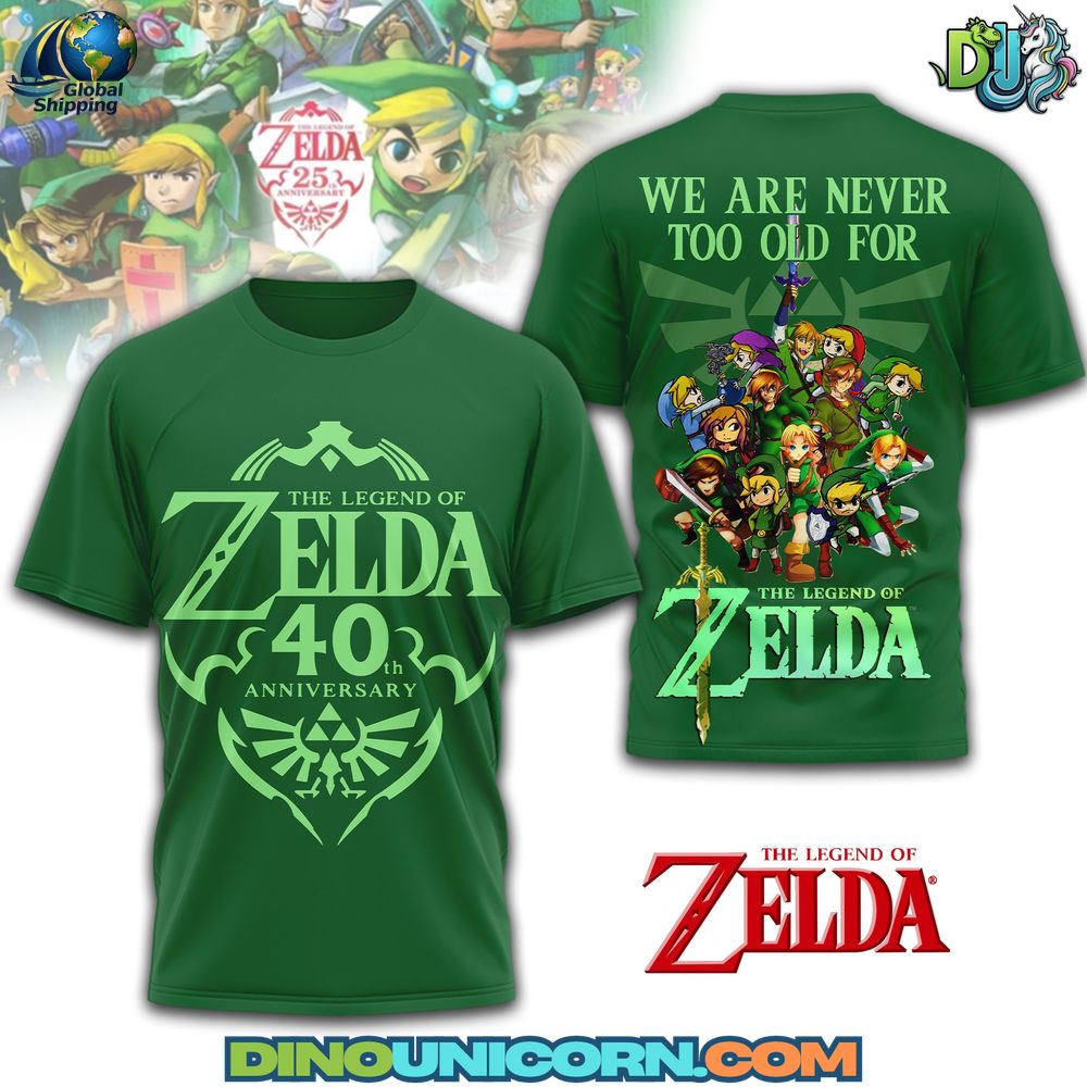 The Legend of Zelda 40th Anniversary T-Shirt Hoodie Or Zip-up Hoodie NNA