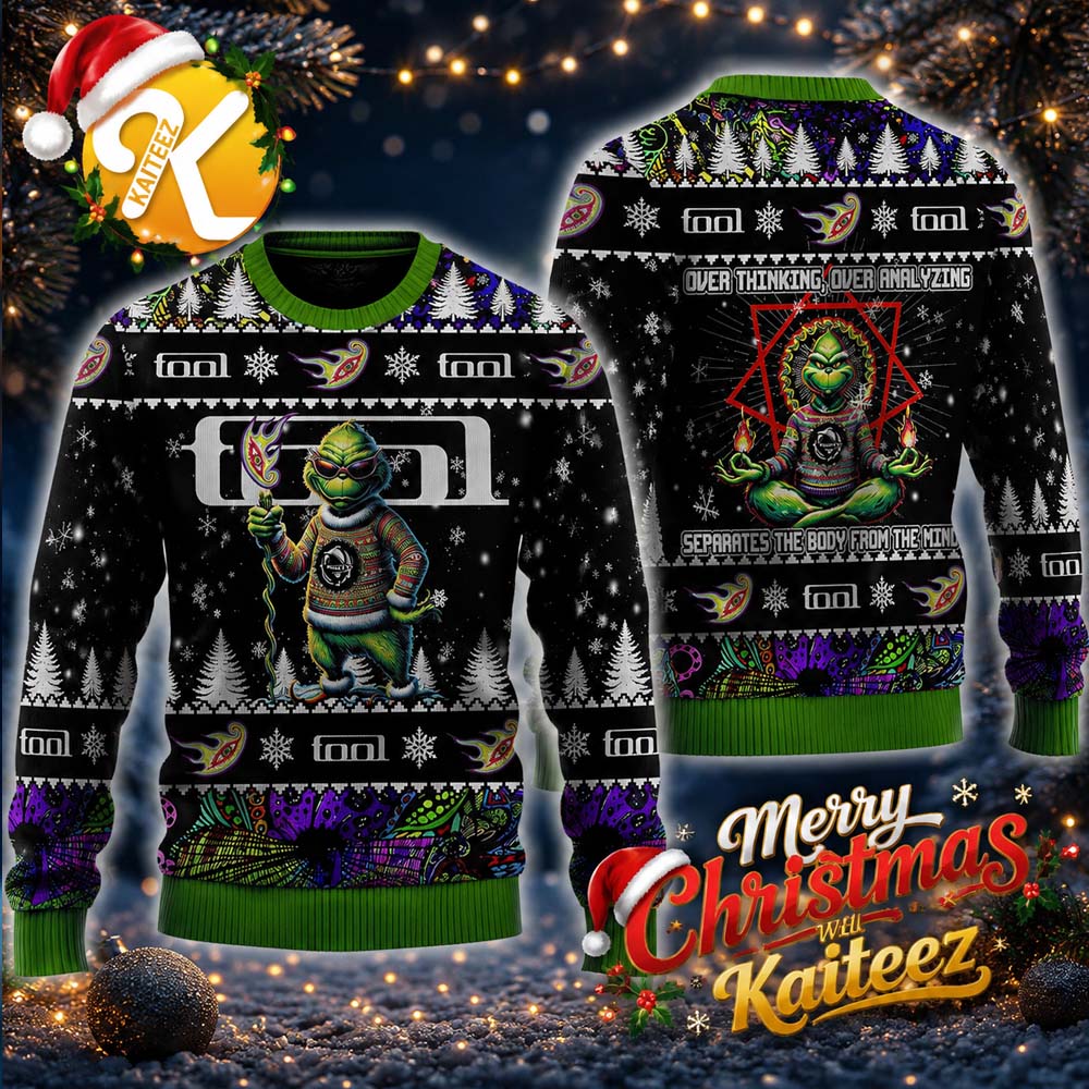 Tool Band Over Thinking Over Analyzing The Grinch Christmas Ugly Sweater HG