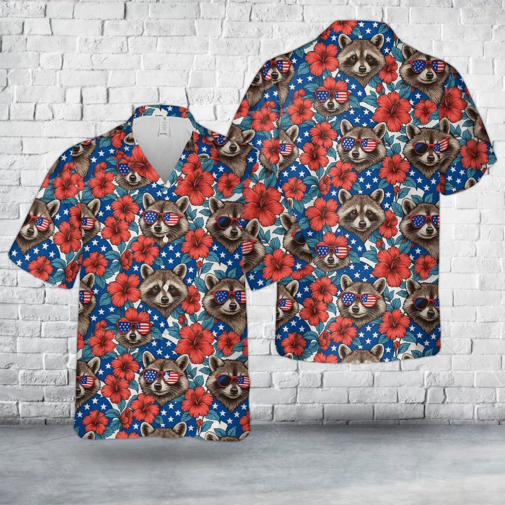 Tropical Raccoon 4th Of July Hawaiian Shirt NNA