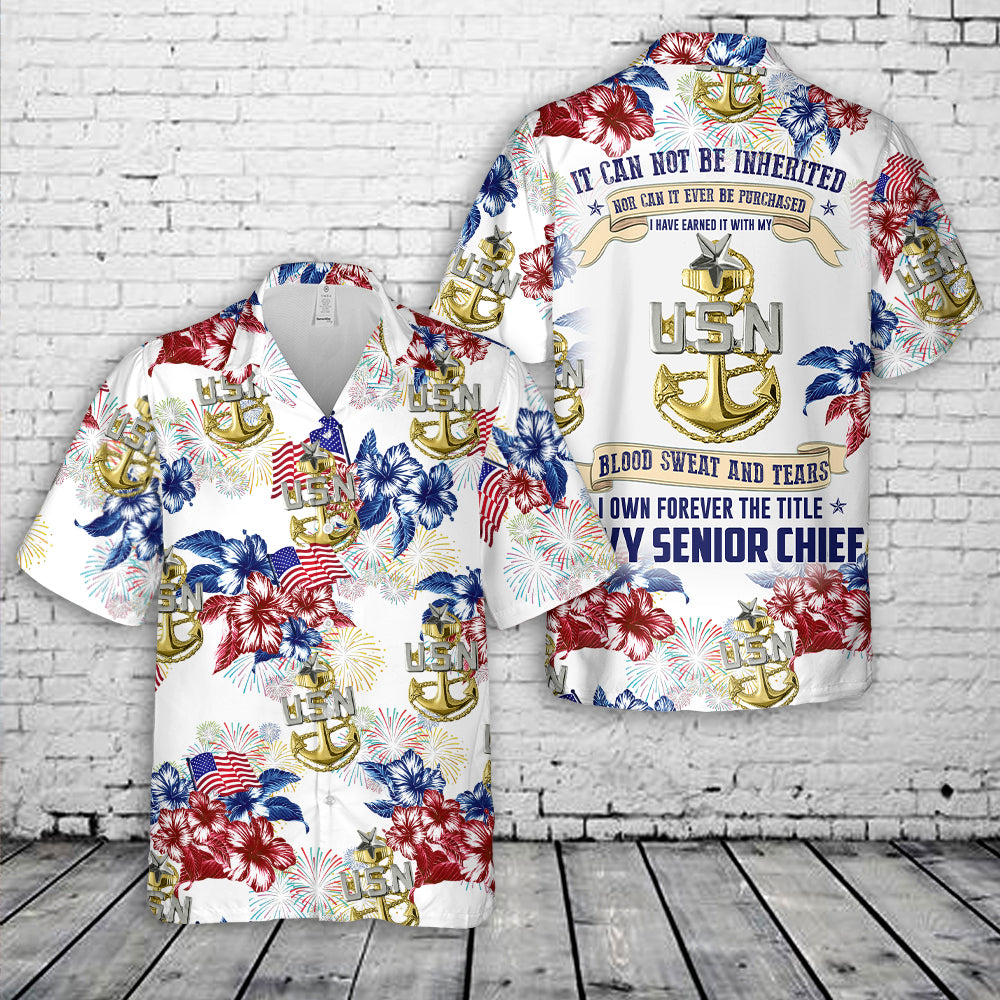 US Navy Senior Chief  4th Of July Hawaiian Shirt NNA