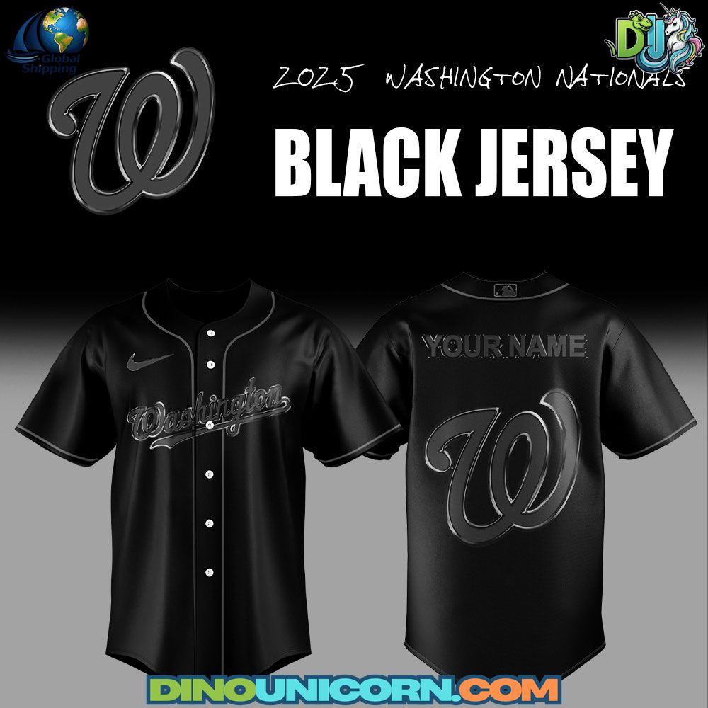 Washington Nationals Back In Black Baseball Jersey NNA