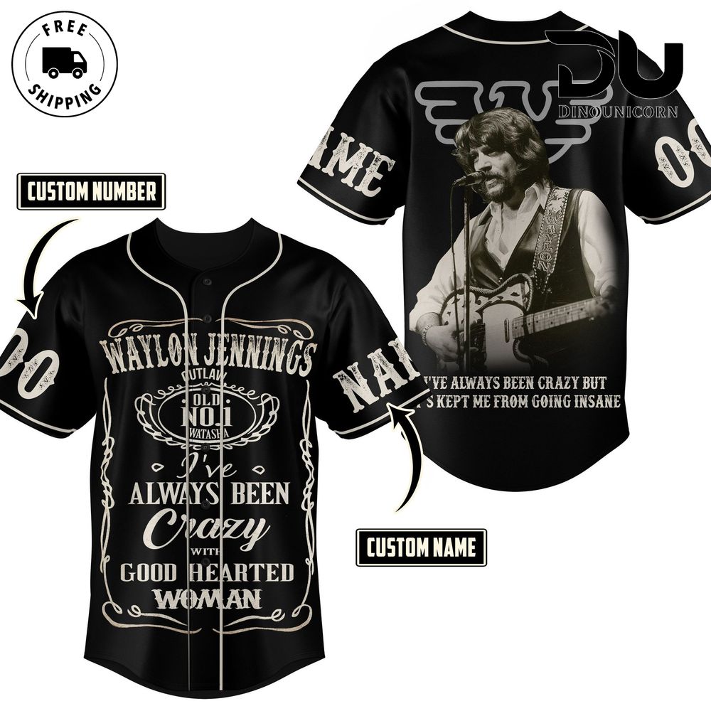 Waylon Jennings Baseball Jersey NNA Perfect for Country Music Fans - Image 2