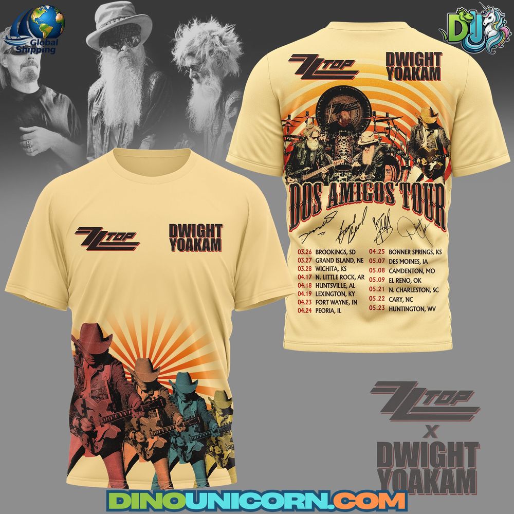 ZZ Top x Dwight Yoakam Dos Amigos Tour T-Shirt Hoodie Or Zip-up Hoodie NNA