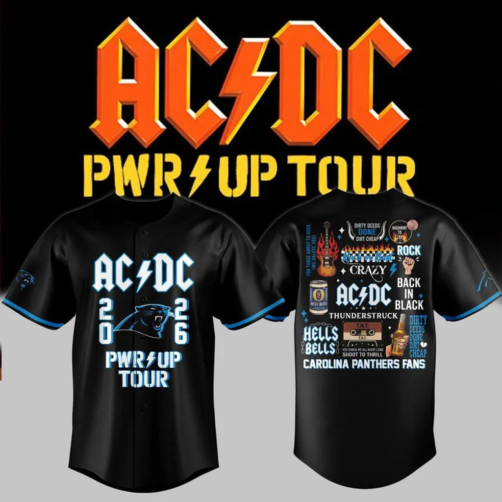 AC DC X Carolina Panthers Power Up Tour 2026 Baseball Jersey HG ACDC Concert Merch Gift For Fans