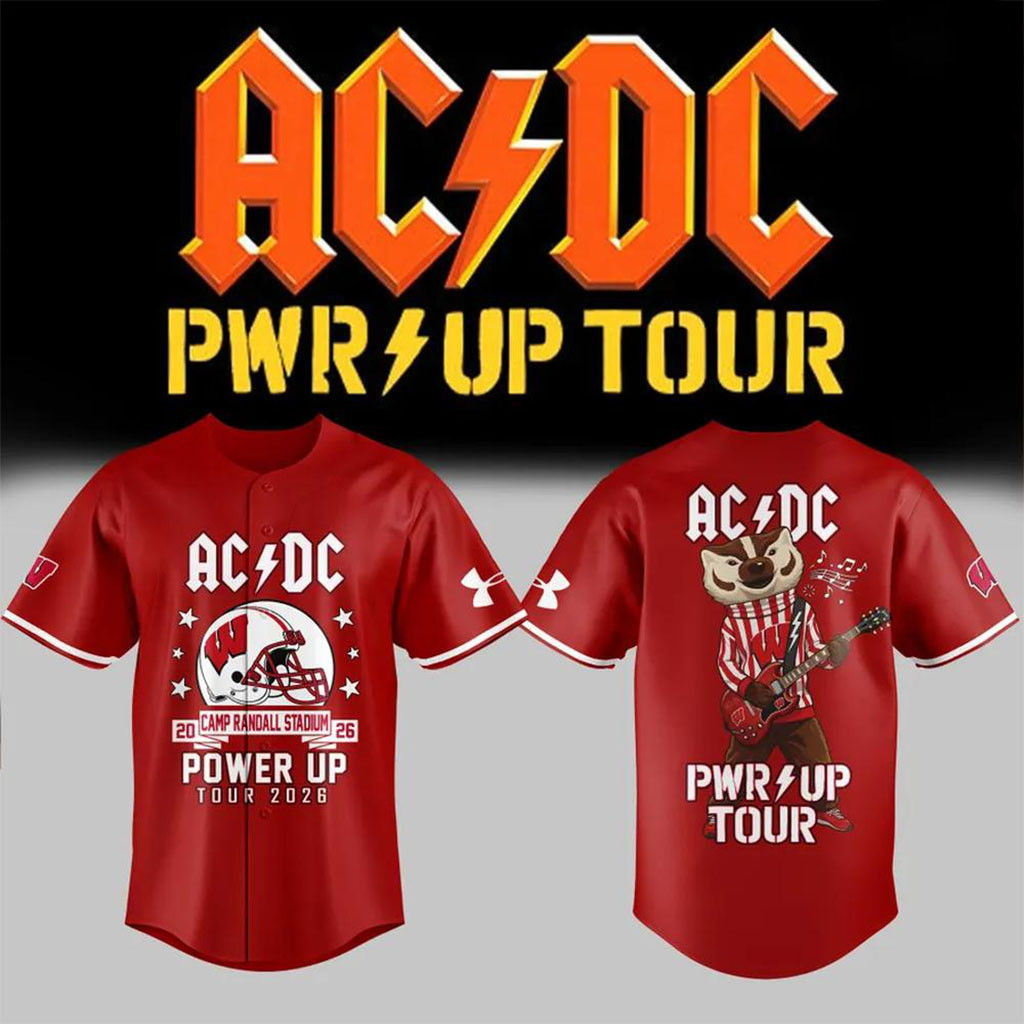 AC DC X Wisconsin Badgers Power Up Tour 2026 Baseball Jersey HG ACDC Concert Merch Music Fan Gifts