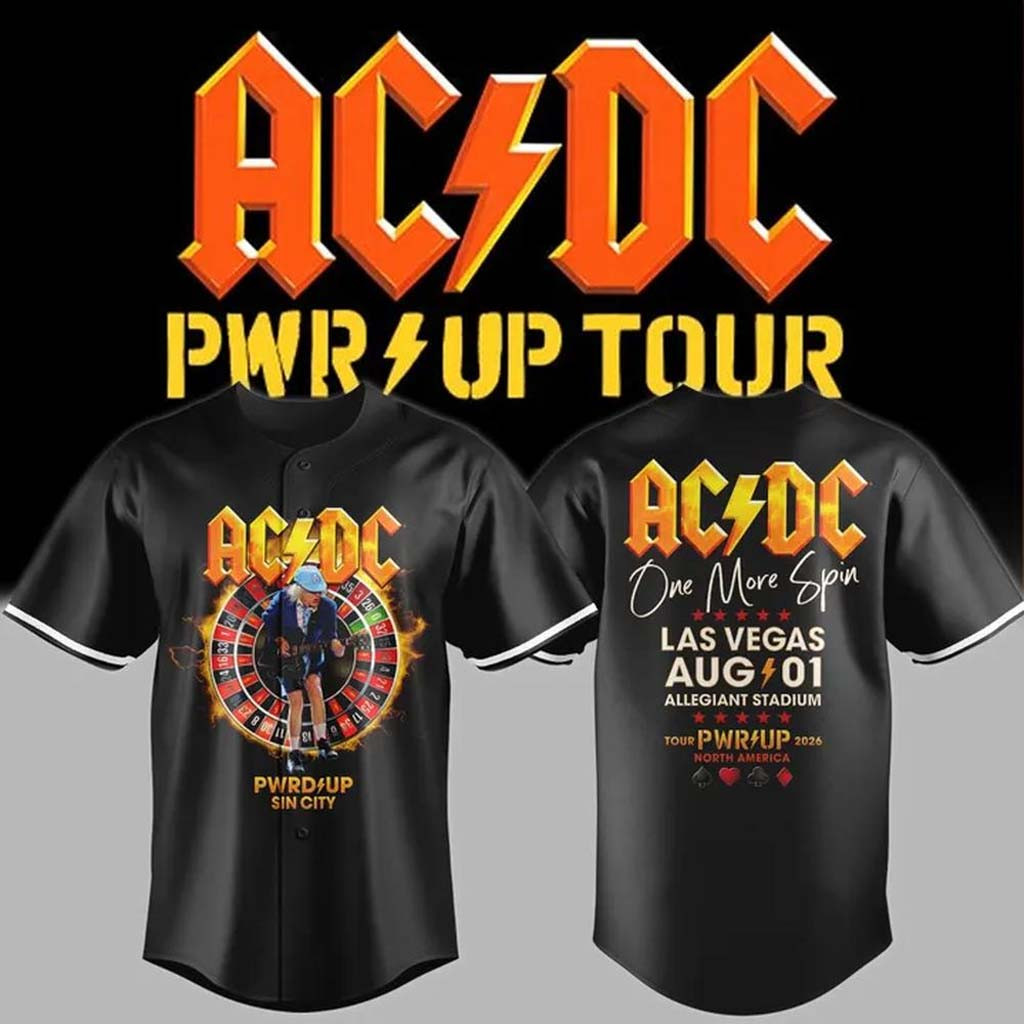 ACDC X Las Vegas Raiders Power Up Tour 2026 Baseball Jersey HG One More Spin ACDC Merch Fan Gifts