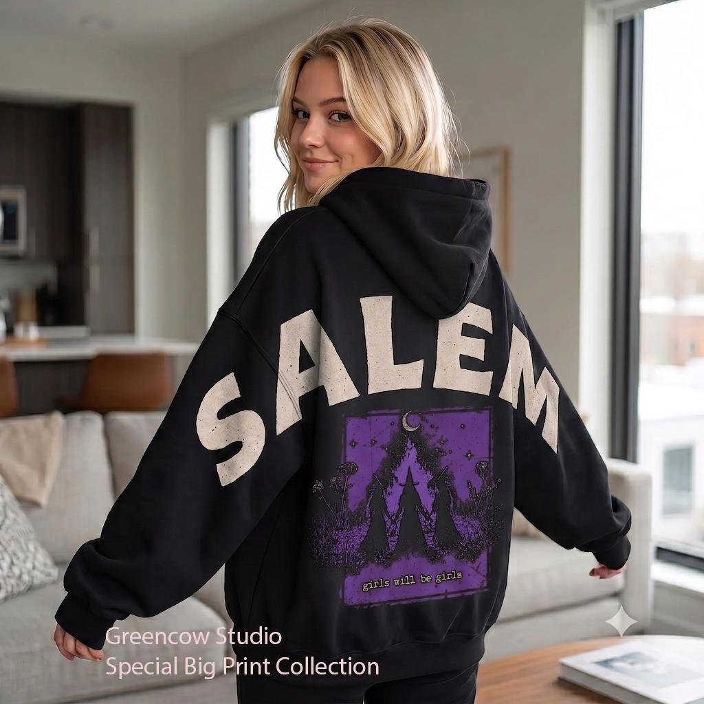 Shoulder-to-Shoulder Salem HG Witchy Halloween Hoodie, Salem Massachusetts Halloween Sweatshirt, Spooky Girls Weekend Gift