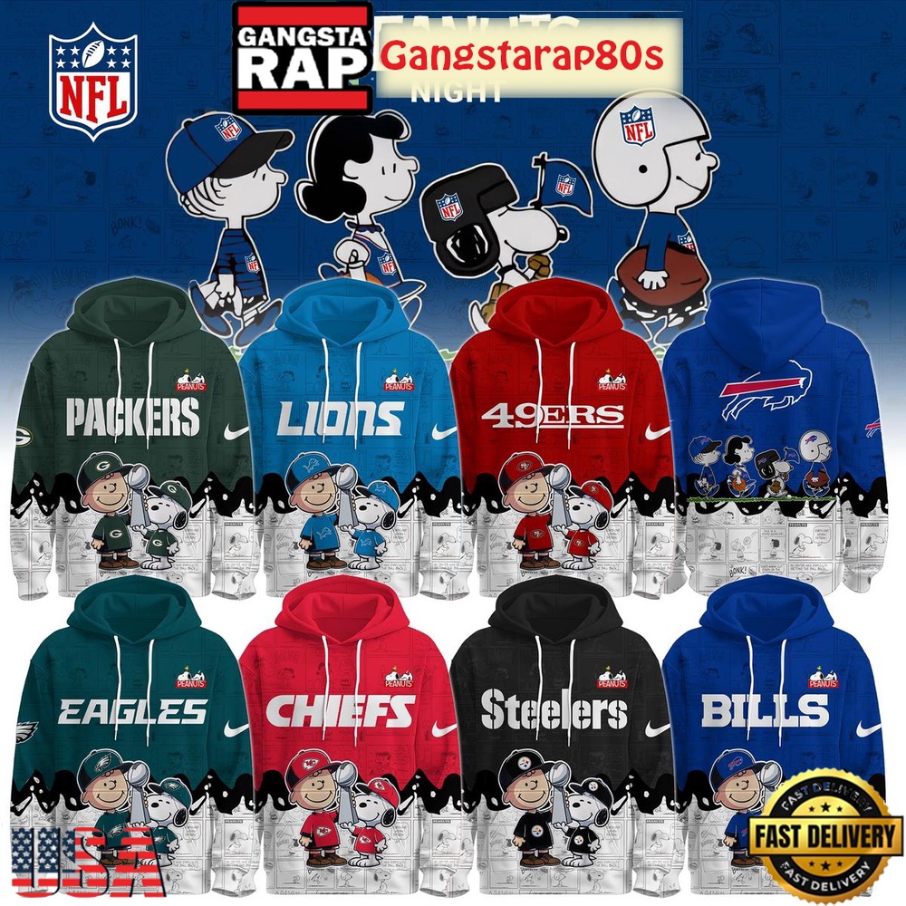 All NFL Team x Peanuts Snoopy Chirstmas Special Edition All Over Print T-Shirt Hoodie Or Zip-up Hoodie LN