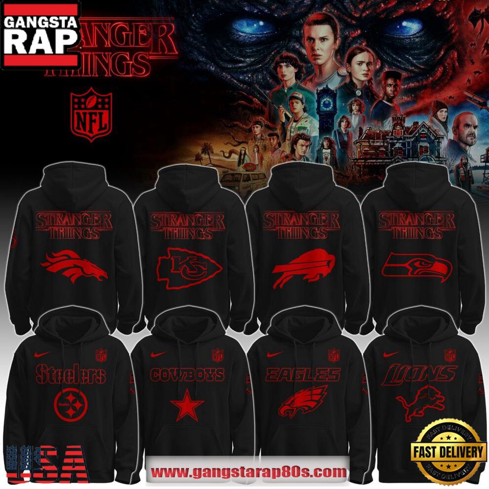 All NFL Team x Strangethings s Unisex T-Shirt Hoodie Or Zip-up Hoodie LN