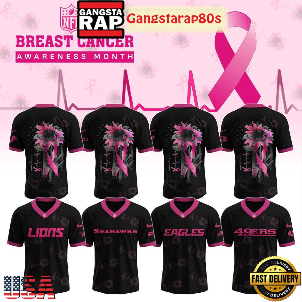 All Team NFL x Breast Cancer Awareness Month Black Football Jersey LN