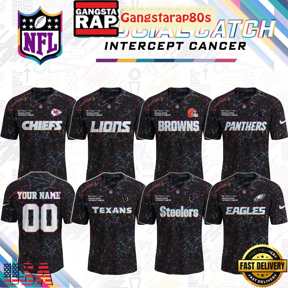 All Team NFL x Crucial Catch Intercept Cancer Personalized Football Jersey LN