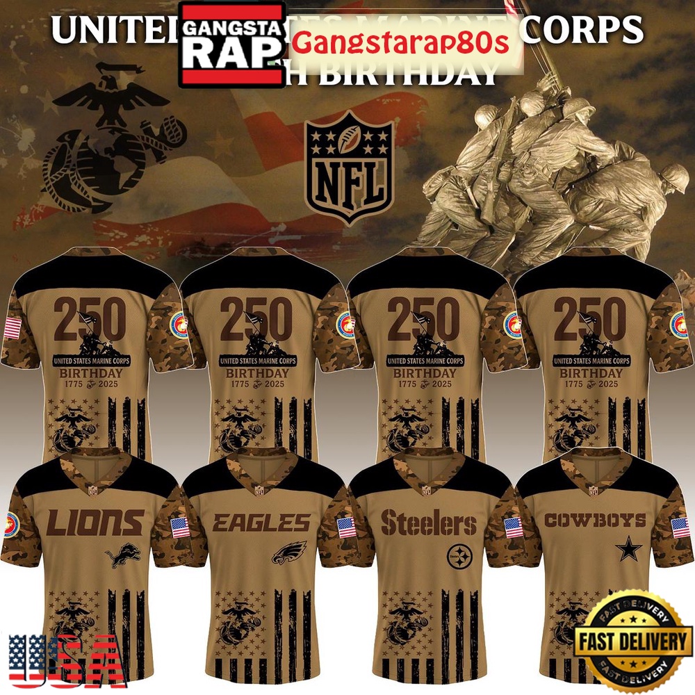 All Team NFL x US Marine Corps 250th Anniversary 2025 Football Jersey LN