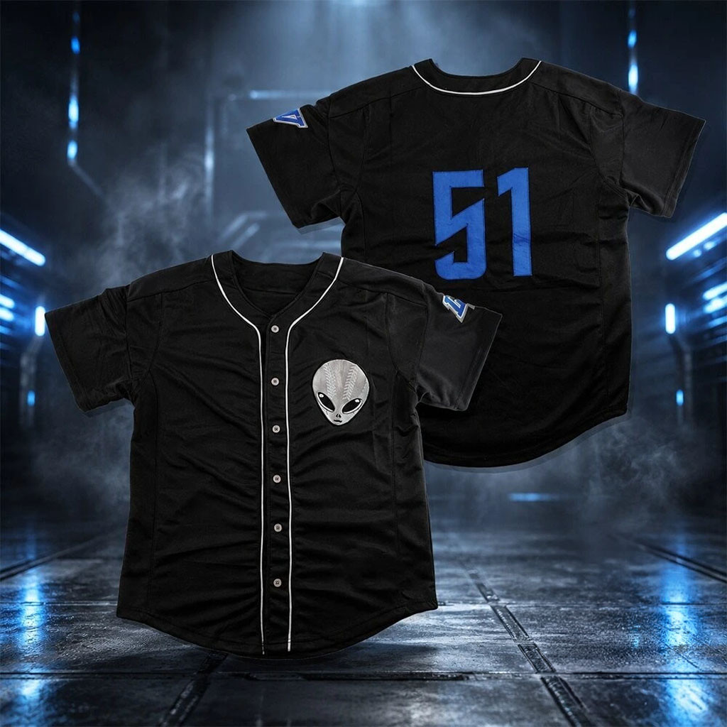 Area 51 Las Vegas Alien Head Black Baseball Jersey HG Birthday Gift Ideas For Husband