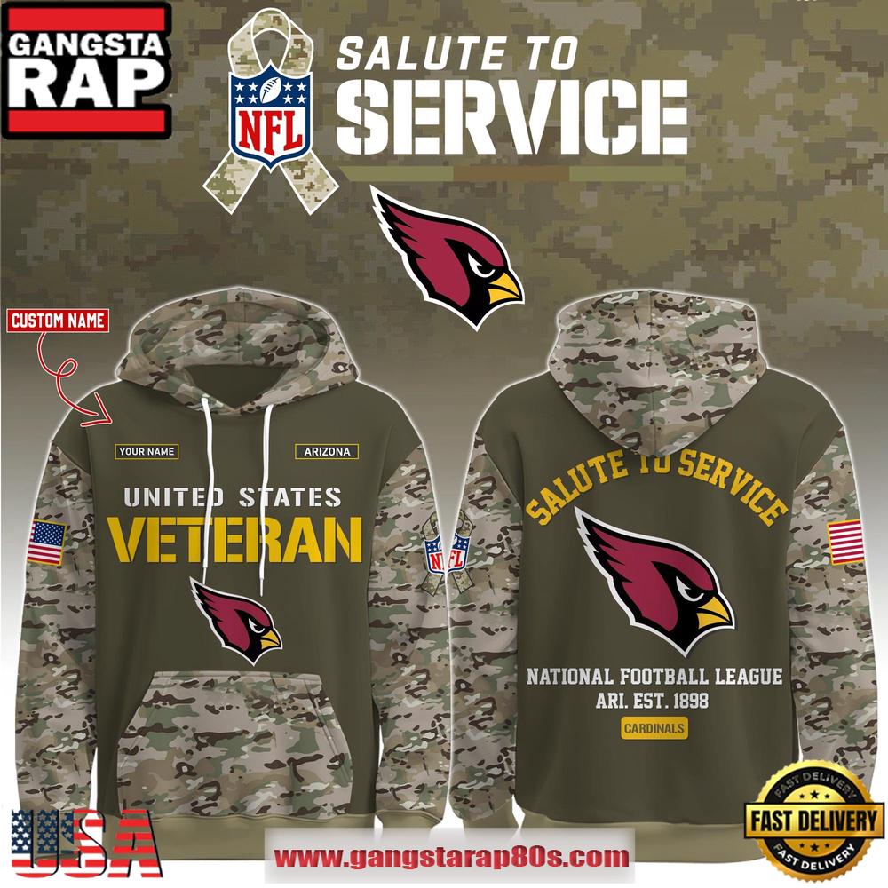 Arizona Cardinals NFL Veteran Birthday 2025 Custom Name Unisex T-Shirt Hoodie Or Zip-up Hoodie LN