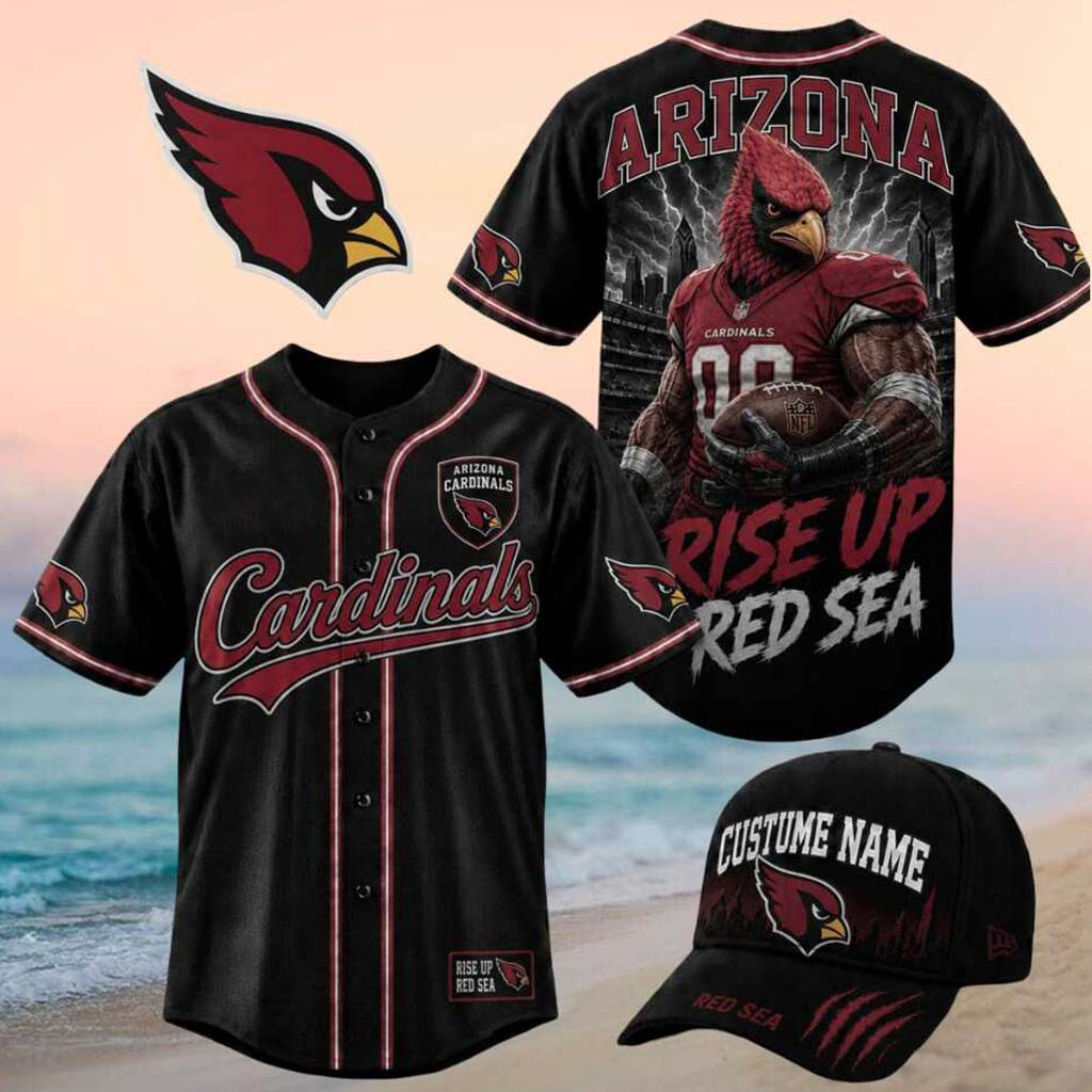Arizona Cardinals Muscular Bird Mascot Rise Up Red Sea Baseball Jersey HG Cardinals Merch Fan Gear