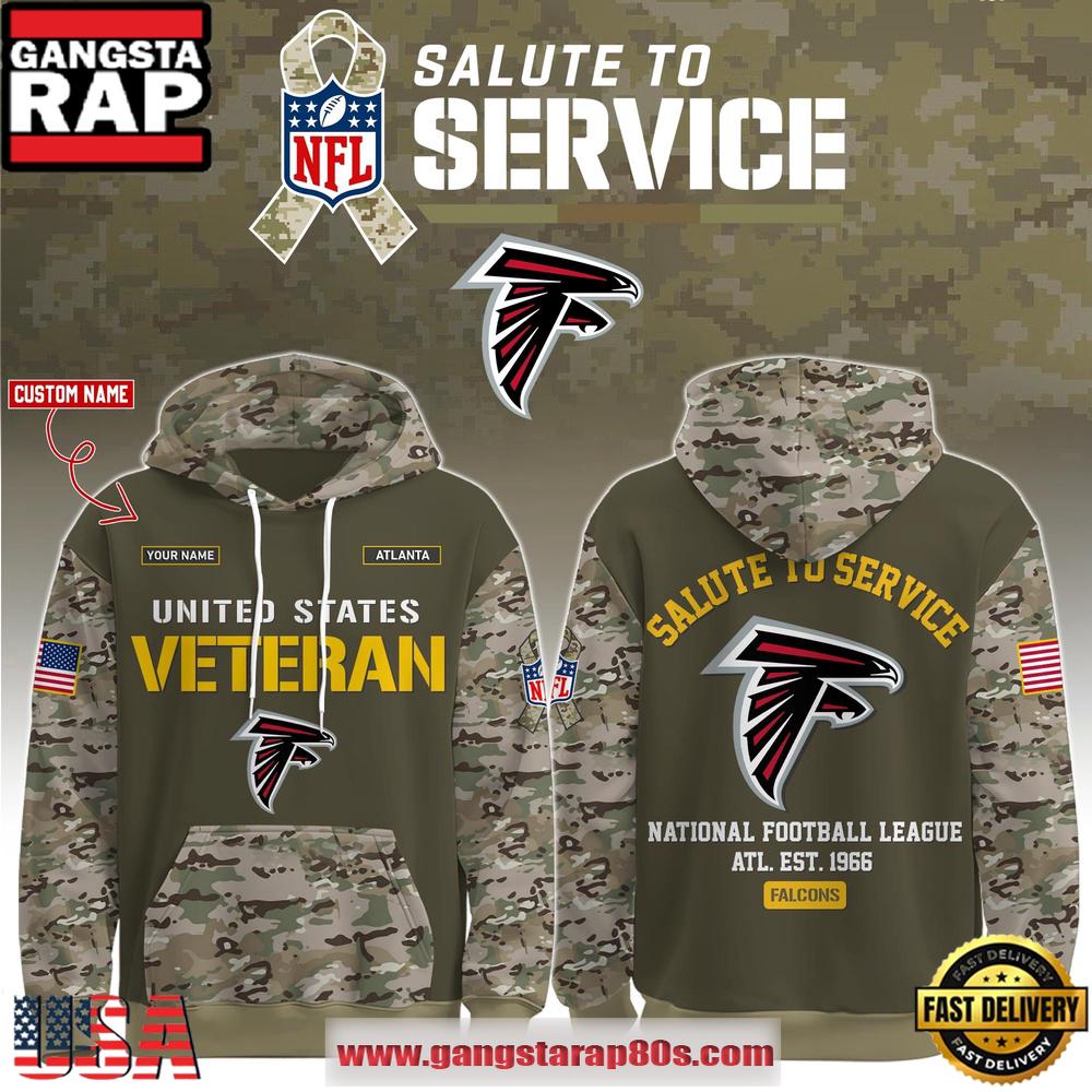 Atlanta Falcons NFL Veteran Birthday 2025 Custom Name Unisex T-Shirt Hoodie Or Zip-up Hoodie LN