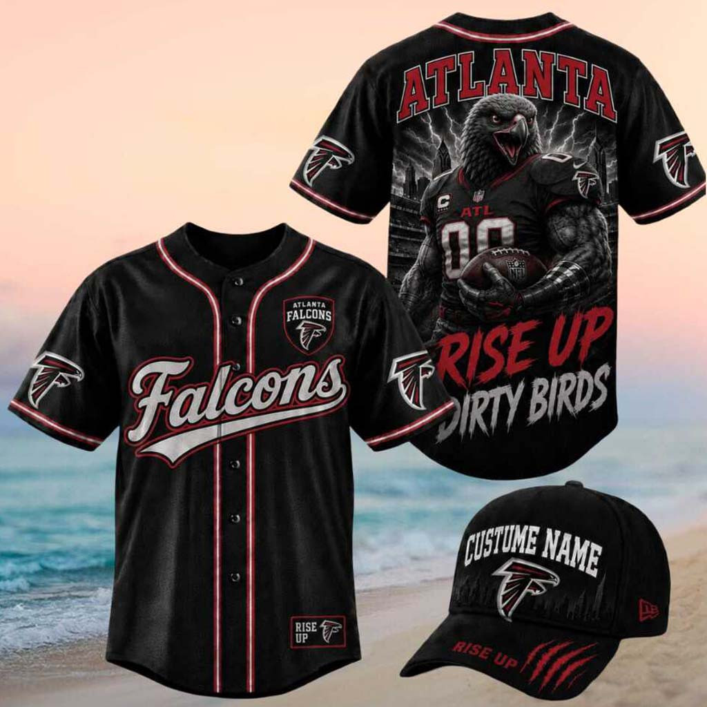 Atlanta Falcons Muscular Eagle Rise Up Dirty Birds Baseball Jersey HG Falcons Merch Gifts For Fans