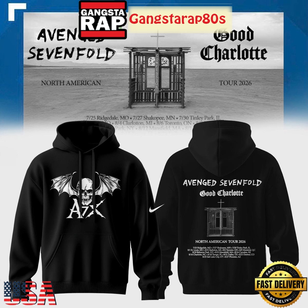 Avenged Sevenfold and Good Charlotte 2026 North America Tour Band T-Shirt Hoodie Or Zip-up Hoodie LN Shirt