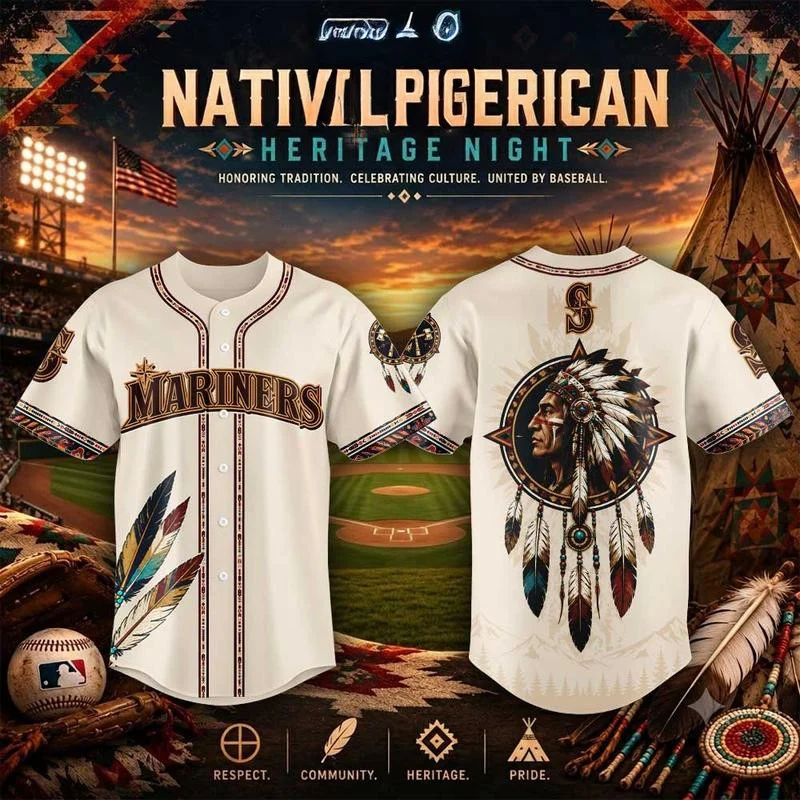 Native American Heritage Night 2026 Baseball Jersey HG  Seattle Mariners Merch Fans Gift HG