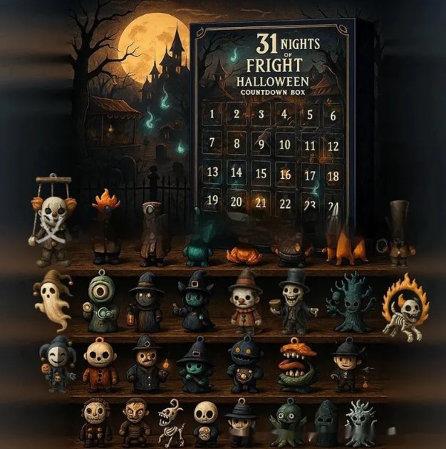 31 Night Scare Halloween Countdown Box With Doll Advent Countdown Blind Box HG Advent Calendar Christmas Gift Horror Movie