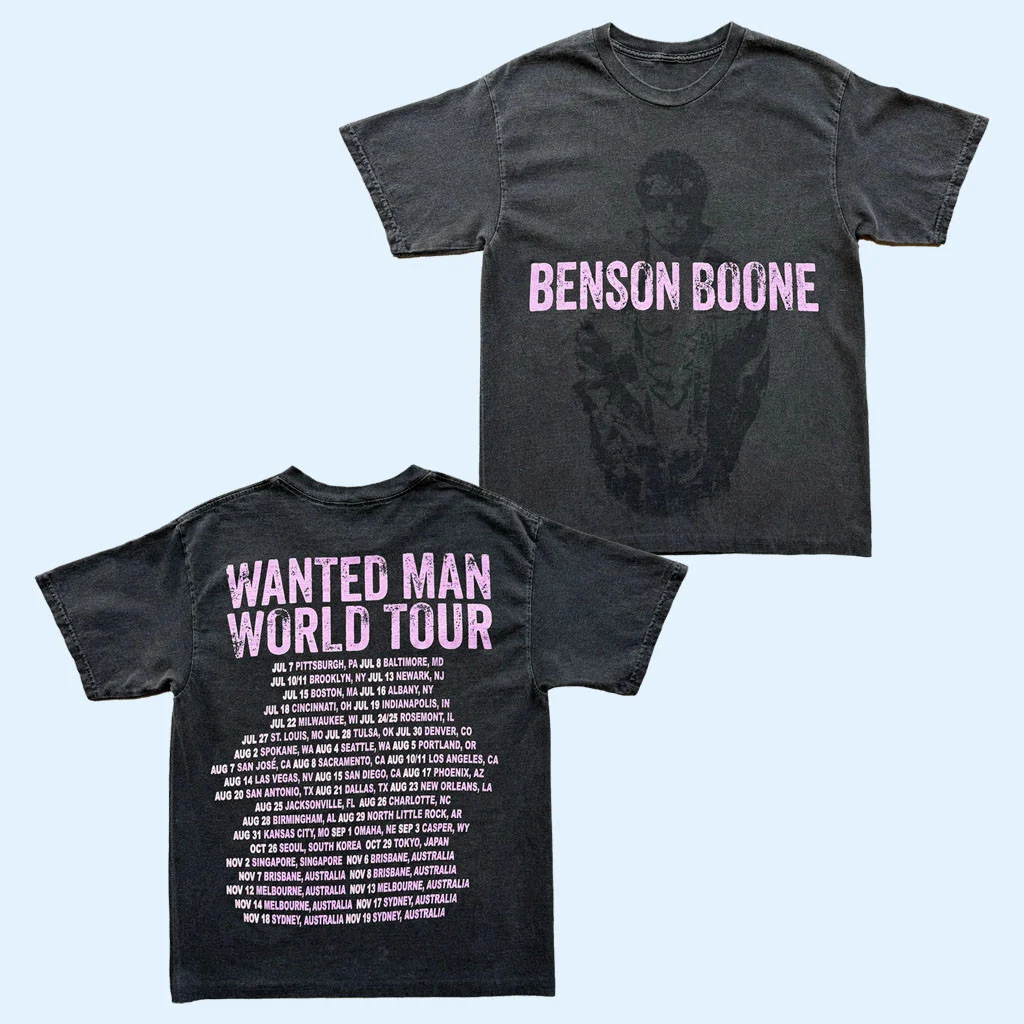 Benson Boone Merch 2026 Wanted Man Dateback Photo T-Shirt Cool Gifts For Music Lovers - T-Shirt HG