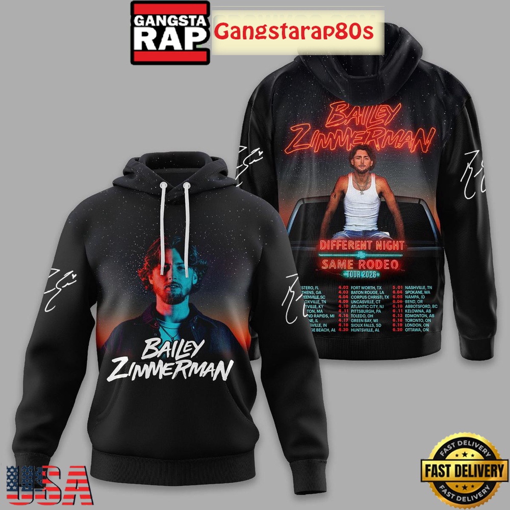 Bailey Zimmerman Different Night Same Rodeo Tour 2026 Special Edition Unisex T-Shirt Hoodie Or Zip-up Hoodie LN