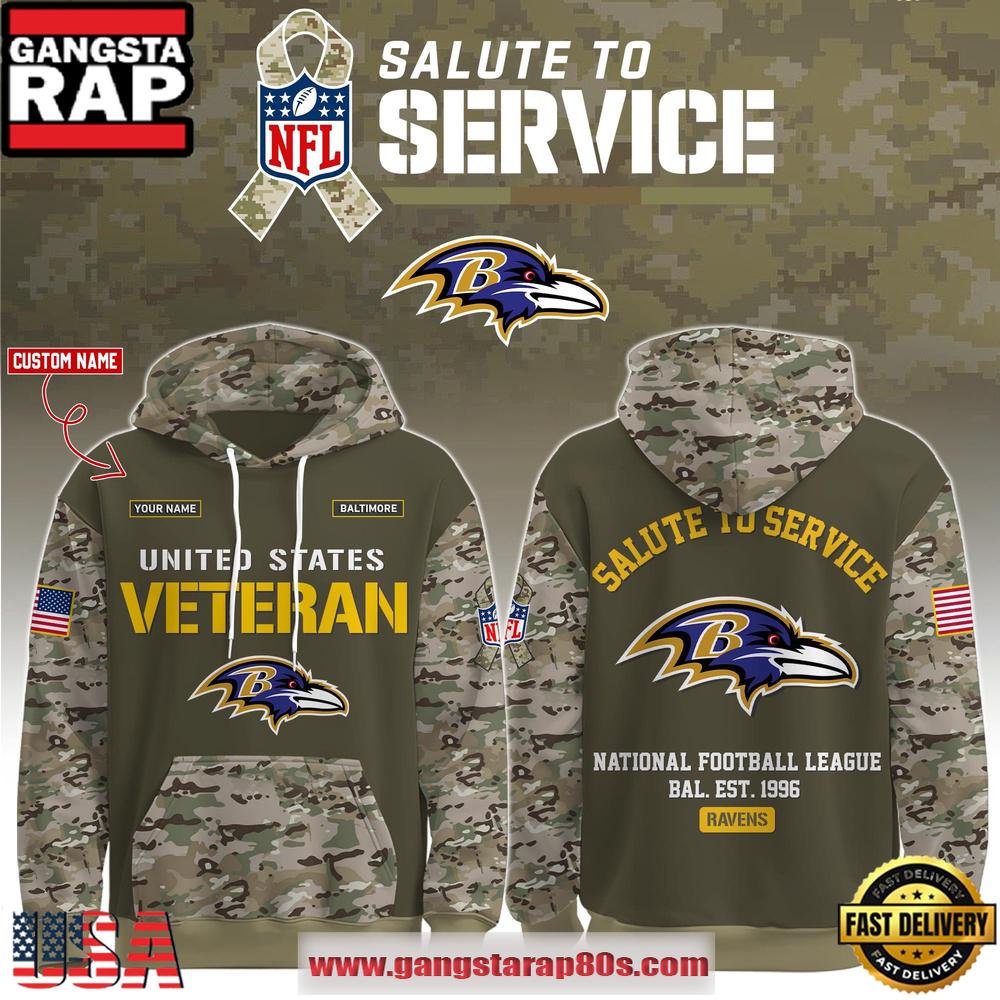 Baltimore Ravens NFL Veteran Birthday 2025 Custom Name Unisex T-Shirt Hoodie Or Zip-up Hoodie LN